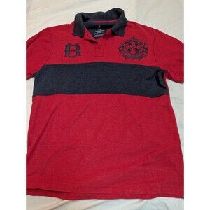 Rugby University Polo Shirt Men’s Large Red Black Short Sleeve Casual